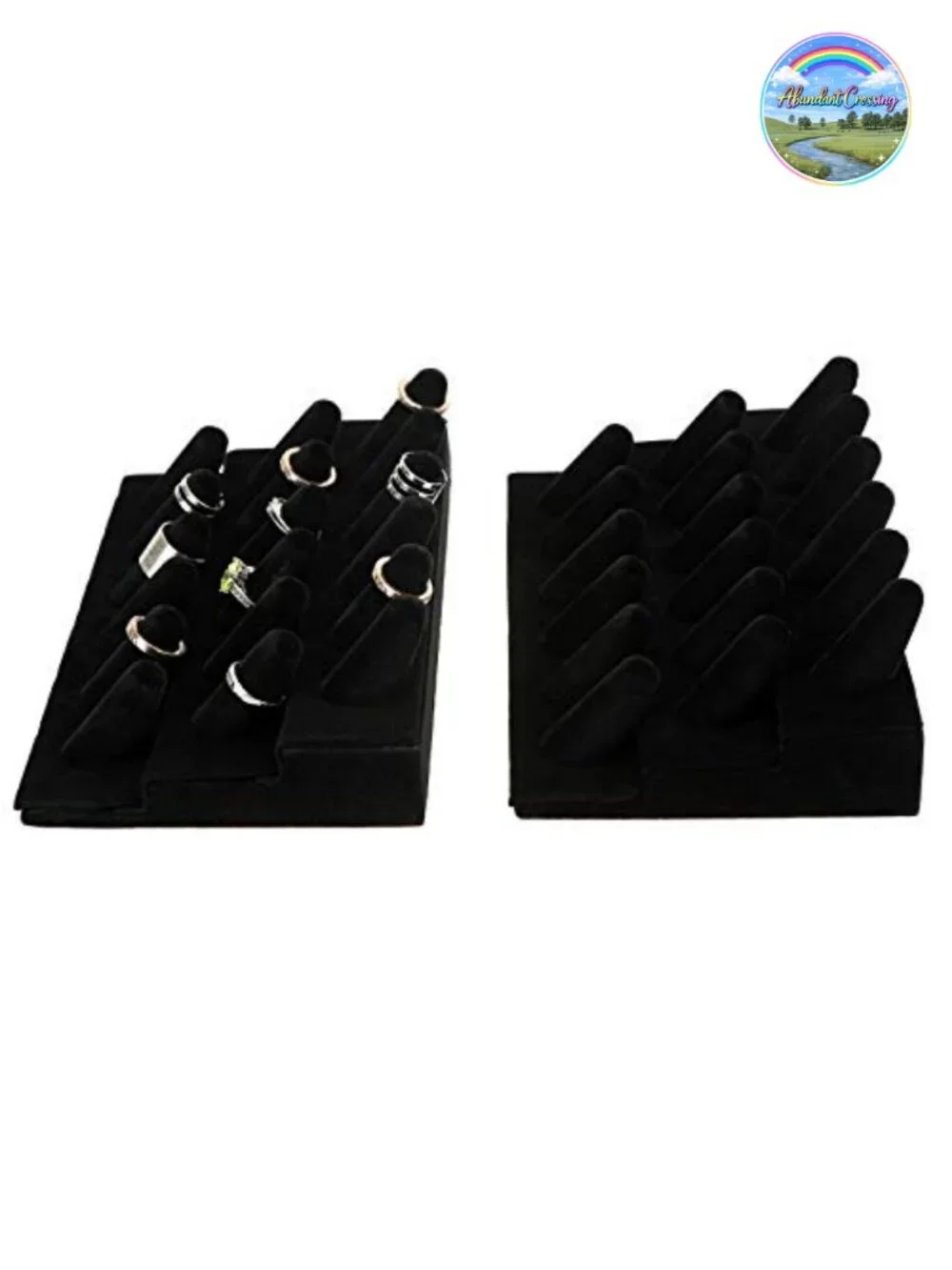 2 Pack 18 Slot Velvet Ring Display for Jewelry Organizer